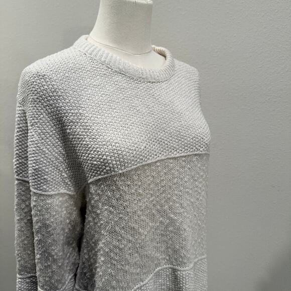 Boathouse Row Oversized Cotton Textured Fisherman Knit Sweater Cream Women L - Picture 3 of 7